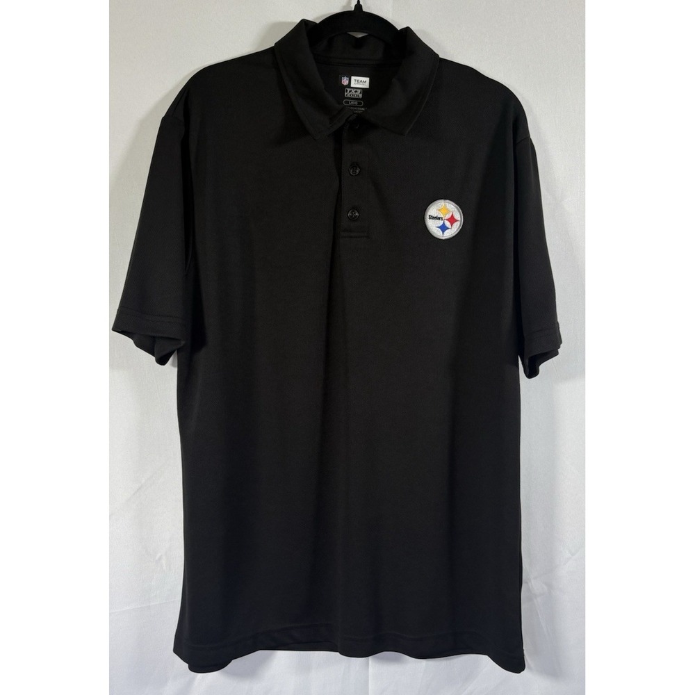 NFL team apparel polo shirt size L pittsburgh steelers golf football mesh tx3 co
